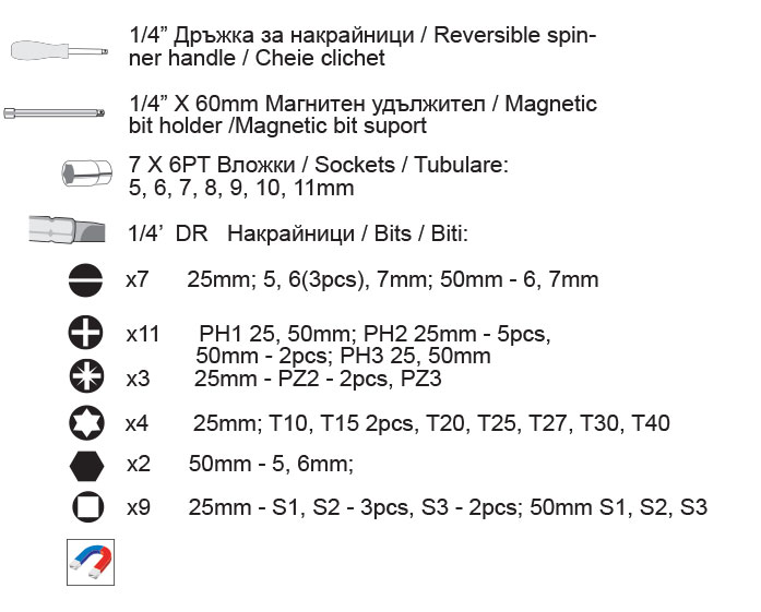 45 Pcs/Set Screwdriver and bits Cr-V 