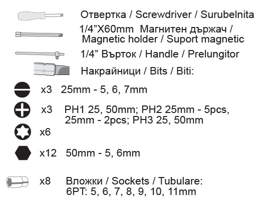 35 Pcs/Set Bits & Socket 
